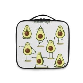 Avocado Man Do Yoga Different Actions Seamless On White Large Women Makeup Bag, Train Toiletry Storage Case, Portable Coin Purse Holder Zipper Pouch Travel Cosmetic Organizer for Women and Girls