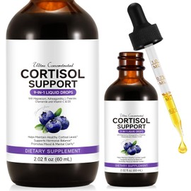 Cortisol Support with Ashwagandha, Magnesium, L-Theanine, Chamomile and Vitamin C & D3, Cortisol Detox Hormone Balance Supplements Mood, Focus, Stress Relief, Sleep Support -60ml