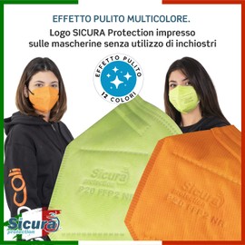 24 FFP2 Masks Colourful CE Certified Coloured Made in Italy BFE ≥99% Mix 12 Colours Blue, Orange, Red, Black, Blue, Green, Apple Green, Yellow, Turtle Doves, Purple, Pink, Lavender