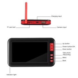 Industrial Endoscope Borescope Inspection Camera Built-in 8pcs LEDs 8mm Lens with 4.3 Inch High-definition 1080P Display Screen(2m Hard Wire)