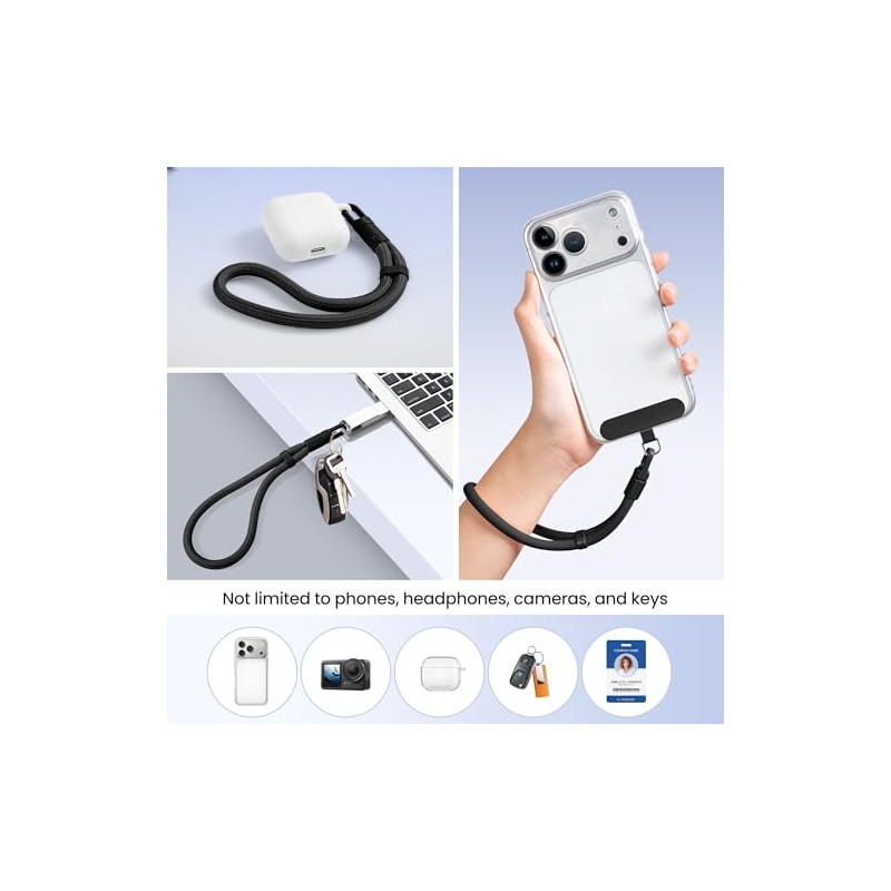 Phone Wrist Strap 3 Pack with Tether Tabs, 360 Rotating