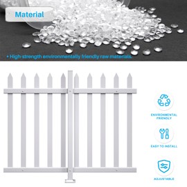 Patio Outdoor Fence 30"Hx84"L-3Set Picket Fence Panels White Garden Fence Border, Vinyl Temporary Fences for Yard Pool, Plastic Dog Fencing Decorative, Suitable for Concrete Ground