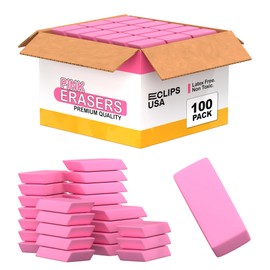 Erasers Bulk, 100 Pink Erasers for School, School Supplies for Kids
