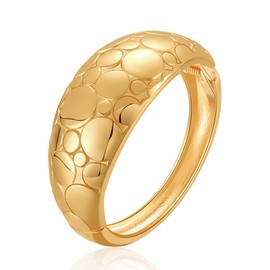 crataly Gold Bangles for Women Gold Bracelet Stack Irregular Cuff Gold Plate Stainless Steel Mixed Metal Bracelets Birthday Festival Gift…