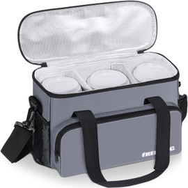 FREEAMG Reusable 3 Cups Drink Carrier with Dividers Shoulder Strap Beverages Carrier Tote with Handle, Holder Insulated Bag for Take Out, Outdoors, Delivery