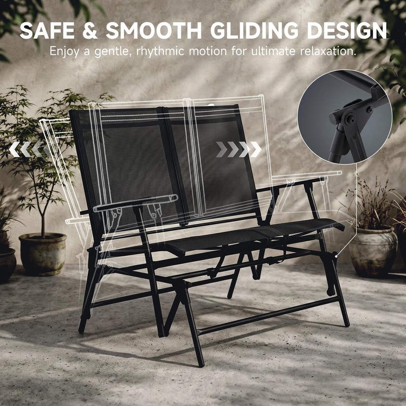 Zedachica 2-Person Outdoor Glider Bench No Assembly Required, Glider Loveseat