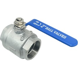 Megairon 316 Stainless Steel 1/8"~3" Full Port Ball Valve with Blue Vinyl Handle, NPT Female x Female Thread,1000 WOG (2 Inch)