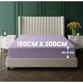 Utopia Bedding Fitted Sheet, Brushed Microfibre, up to 30 cm, OEKO-TEX Standard 100, 180 x 200 cm, Lavender