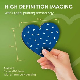 Destination Vinyl ltd Great Coasters (Set of 4) Heart - Paper Planes Pattern Aviation Drink Glossy Coasters/Tabletop Protection for Any Table Type #21992