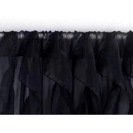 Sapphire Home Cascade Curtain Panels - Ruffled Curtains for Bedroom, Sheer Voile Panels with Vertical Ruffles, Perfect Room Decor, Lush, Pretty & Romantic, Ruffle Curtains 2 Panels, Cascade 63" Black