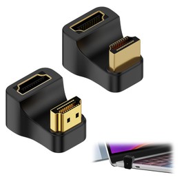 Hemlosk 2 Pack HDMI 2.1 U-Angle Adapter Male to Female 180° Forward & Reverse Angle, 8K@60Hz UHD 3D Compatible, 48Gbps HDMI Angle Plug for TV, Projector, Laptop, Monitor