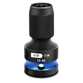 Impact Wrench Bit Adapter, 1/2" Square Drive to 1/4" Hex Socket Adapter, for Impact Wrench, CR-MO Steel, Blue