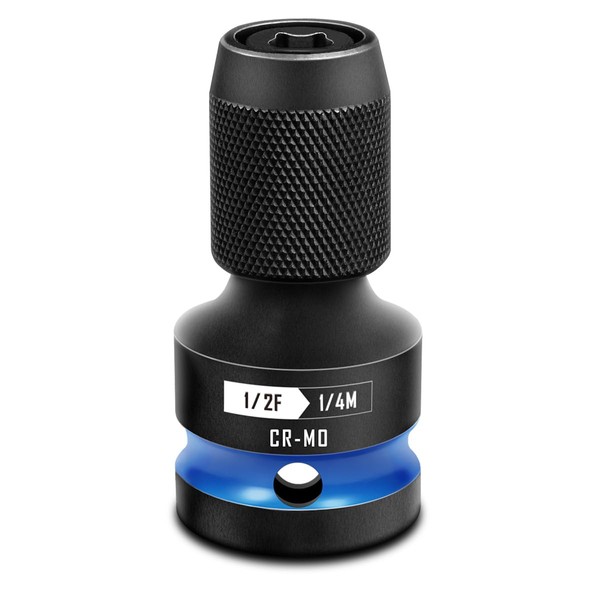 Impact Wrench Bit Adapter, 1/2" Square Drive to 1/4" Hex
