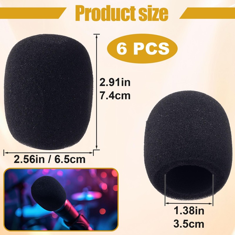 Pndeyo 6pcs Foam Microphone Cover, Thickened Microphone Foam Covers, Reusable