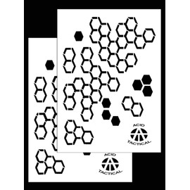 Acid Tactical® 2 Pack - 9x14" Single Design Camouflage Airbrush Spray Paint Stencils - Duracoat Gun (Hexacam Camo)