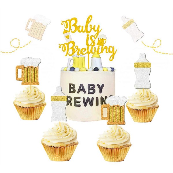 JeVenis - Juego de 25 decoraciones para tartas con diseño de bebé y cerveza, diseño de bebé