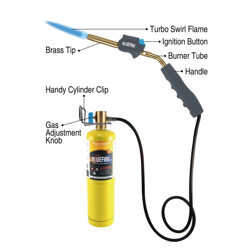 BLUEFIRE HZ-8388B Self Igniting 3' Hose Gas Welding Torch, Swirl