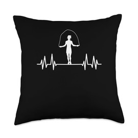 Jump Rope Skipping Rope Fitness Workout Clothing Heartbeat Jumping Rope Skipping Fitness Throw Pillow, 18x18, Multicolor