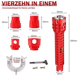 Lunyloer Tap Wrench, 14-in-1 Sink Key, Stand Tap Nut Wrench, Multifunctional Sink Wrench for Sink, Toilet Bowl, Sink, Kitchen, Sanitary
