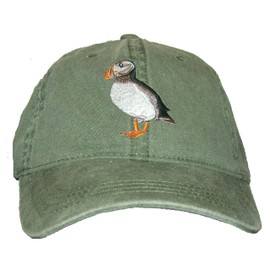 Tom's Bird Feeders Puffin Embroidered Cotton Cap Green