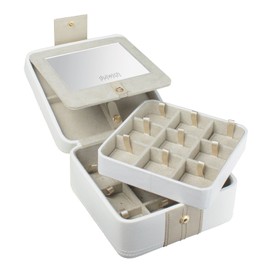 Dulwich Designs jewellery organiser |cream & mink two-tone earring box