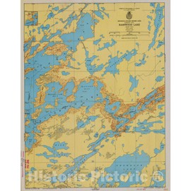 Historic Pictoric Vintage Map - Minnesota-Ontario Border Lakes Eastern Part Basswood Lake, 1950 Nautical NOAA Chart - Vintage Wall Art - 24in x 30in