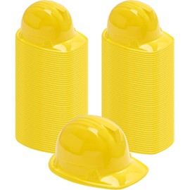 100 Pcs Yellow Construction Hats for Kids Plastic Yellow Kids Party Hat Bulk Construction Birthday Hat Soft Construction Worker Hat for Toddler Construction Birthday Party Decorations Supplies Favors