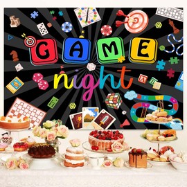 7X5ft Game Night Backdrop Decoration Chess Card Photography Background for Kids Adults, Game Theme Party Backdrops Photo Booth Prop Decorations Banner Wall Decor Tablecloth