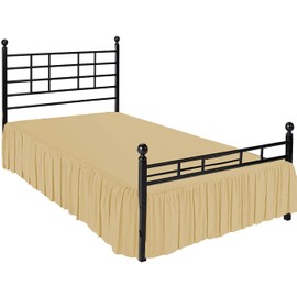 Split Corners Dust Ruffled Bed Skirt with Platform Three Sided Coverage -Queen, Taupe, 18 Inch Drop Soft Sheen and Luxurious Look - Bed Skirt