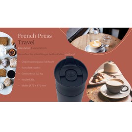 MediMuc Thermo French Press Travel 0.35 L - Enjoy longer hot coffee on the go in stylish elegance - double-walled and made of high-quality stainless steel - black coated exterior