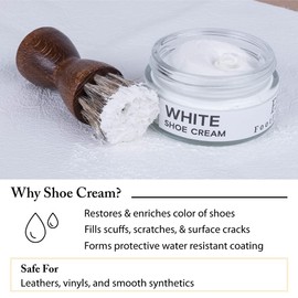 FootFitter 3-Pack Premium Professional Shoe Cream Polish for Leather Boots/Shoes, Made in USA, Multiple Colors Available - White