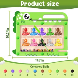 FunMission Magnetic Color and Number Maze, Montessori Toys, Wooden Puzzle Activity Board for 3+ Year Old Kids, Counting & Color Sorting Educational Toys for Toddlers and Boys Girls 3 4 5 6 Years Old