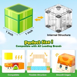 Magnetic Blocks - Build Mine Magnet World Magic Teleport Pipes Set, 1'' Magnetic Building Blocks Toddler Toys Creative Kids Toys, STEM Sensory Outdoor Toys for 3+ Year Old Boys & Girls