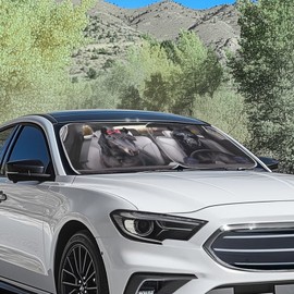 Aplkyhs Black Horse Car Sun Shade Funny Horse Driving Car Windshield Sunshade 2 Piece Foldable Sun Blocks Sun Visor Keep Your Vehicle Cool