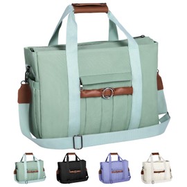 Canvas Tote Bag for Women with Zipper and Compartments Large Canvas Crossbody Bags with Pockets Top Handle Shoulder Handbags Mommy Handbags Satchel Bags for Women (Green)