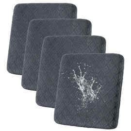 Outdoor Patio Furniture Cover Waterproof Couch Cushion Cover Stretch Jacquard Patio Chair Sofa Cover Individual Cushion Couch Slipcover Furniture Protector (4PCS, Dark Gray)