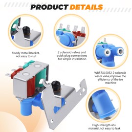 WR57X10032 WR57X33326 Refrigerator Water Inlet Valve WR57X10032 Dual Solenoid Valve Compatible with GE Refrigerator Replace WR57X10040 WR57X33326 WR57X10064 by Blutoget