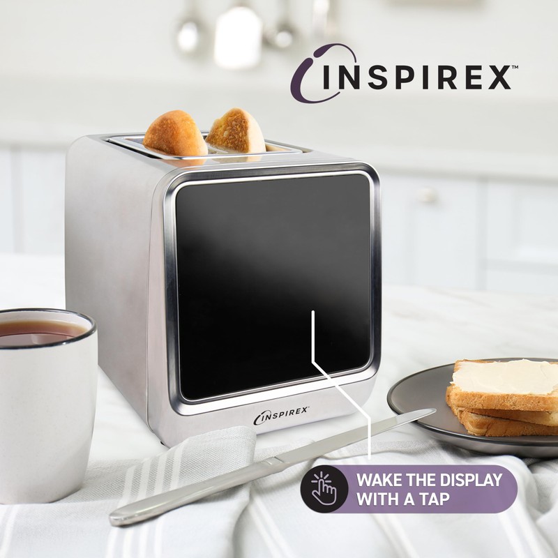 Inspirex Touch Screen Toaster - 2 Slice Extra-Wide Slots -