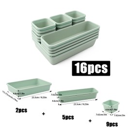 Schubladen Einlagen 16 Stk Trennsystem Gewürz Organizer Schublade Grün Trenner Bad Organizer Boxen Set mit Silikon-Anti-Rutsch-Kugel Hemnes Kommode Küche Schreibtisch Utensilien