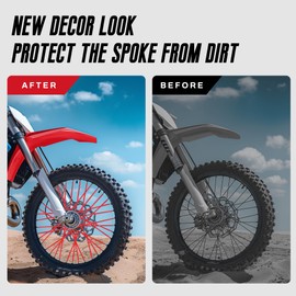 Bicycle Bike Spoke Skins Covers - 72Pcs Universal Motorcycle Wheelchair Wheel Wrap, Dirt Bike Spoke Skin, Pipe Trim for 8"-21" Rims Decoration Protector CRF50 CRF125 CRF150 CRF250 CR50 (Red)