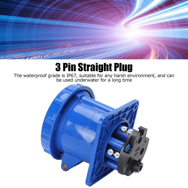 Waterproof Industrial Plug IP67 Compact Insulation 3 Cores Rubber Sealing