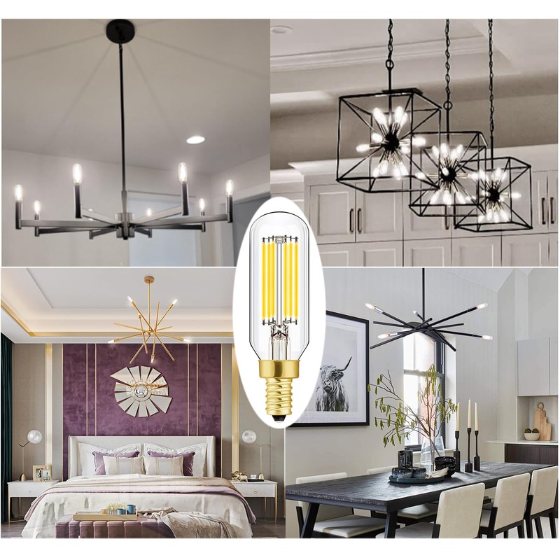 LEOOLS Dimmable t6 led Bulb 60W Candelabra led 4000K Clear