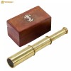 Mythrojan Nautical Brass Mini Telescope with Wooden Box Spyglass Pocket