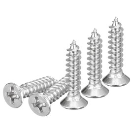 DTGN 50Pcs M4x20mm Flat Head Wood Screws, 304 Stainless Steel Phillips Self Tapping Screws - Good for Woodworking, Furniture - Silver