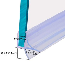 Cozylkx Glass Door Bottom Seal, Cutable Waterproof Strip for 5/16" Glass, 27.5" Length, Shower Door Sweep Stop Shower Leaks