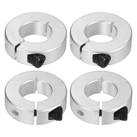 M METERXITY 4-Pack Single Split Shaft Collar 20mm Bore Aluminum Clamp-On Shaft Collars 40mm OD, 12mm Thickness with M4 Set Screw Anodization for Stoppers/Machinery [Silver]