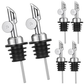 Pafusen 6 Olive Oil Pourers, Flap Spout and Keeps Your Olive Oil Fresh, Pourer - Prevents Leaks and Waste (Stainless Steel, Silver)