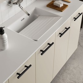 Probrico 45 Pack|3-1/2 Inch Hole Centers Black Cabinet Handles, Round T Bar Cabinet Pulls Drawer Dresser Pulls, Stainless Steel Closet Door Handles Kitchen Furniture Hardware,Total Lenght:6 Inch