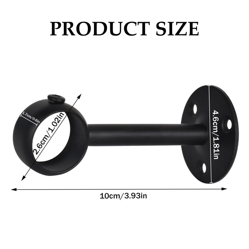 4 PCS Ceiling Curtain Pole Brackets, Curtain Rod Brackets Black