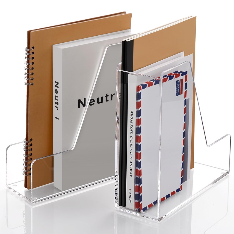 SANRUI 2-Pack Acrylic Magazine File Holder Desk Organizer Magazine Rack,